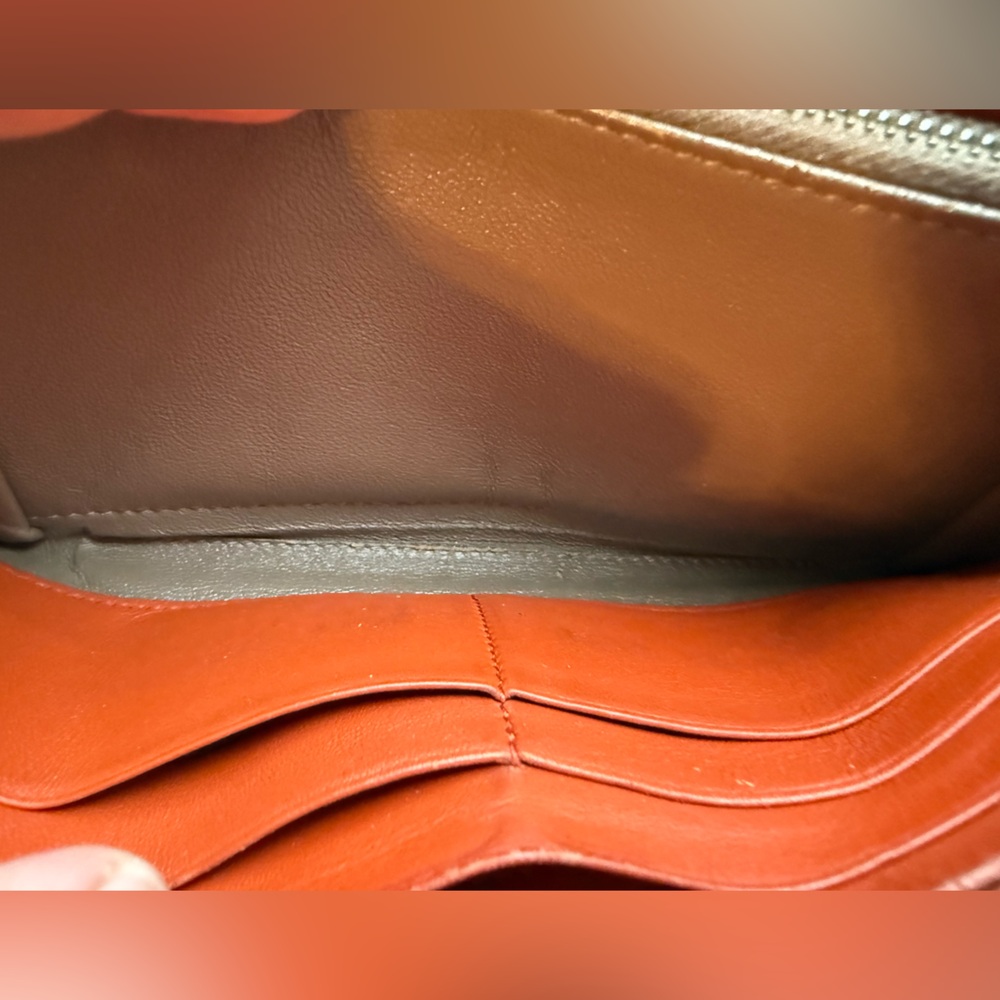 Bottega Veneta Zip Around Orange Woven Leather wallet - Picture 10 of 13